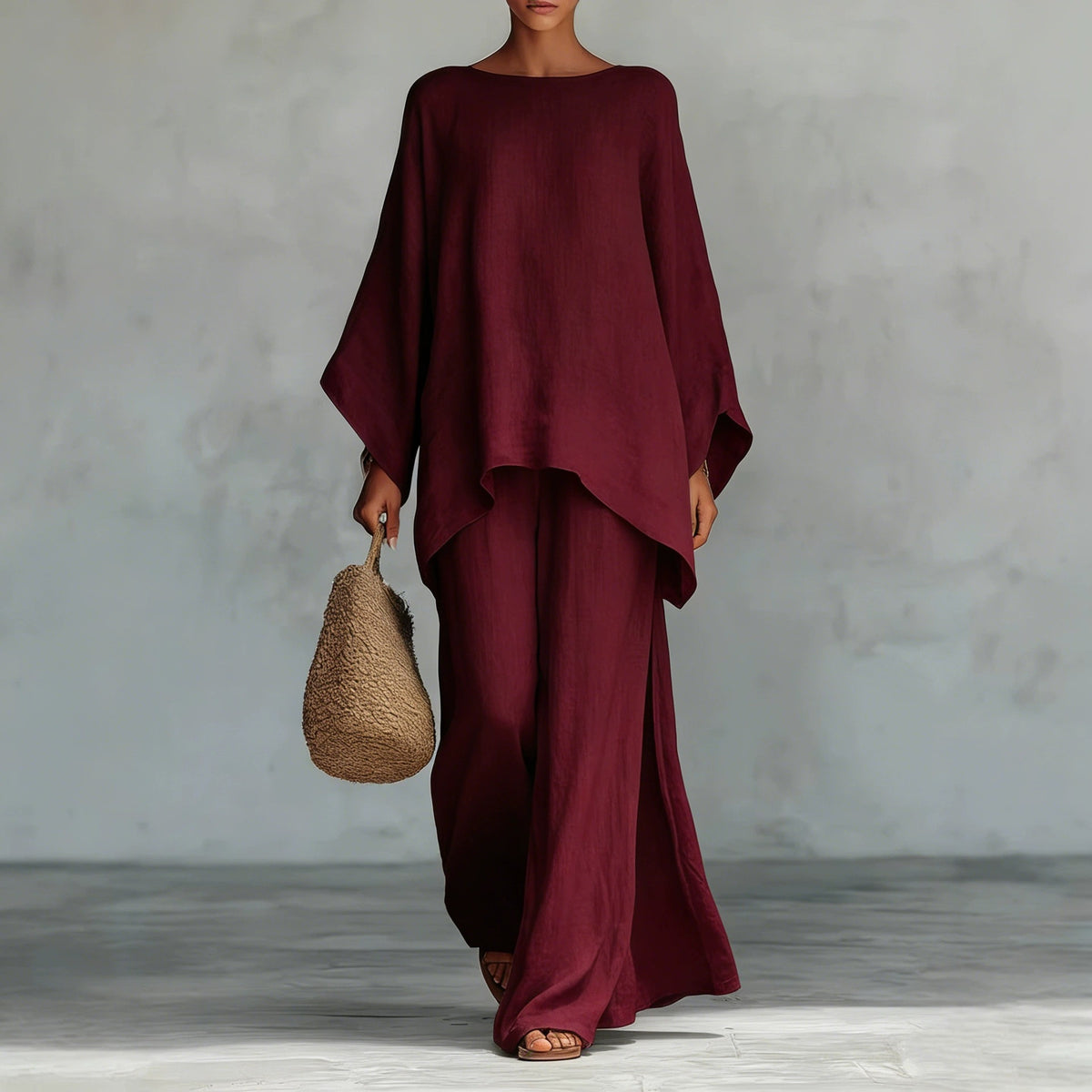 Ivory Draped Two-Piece Set